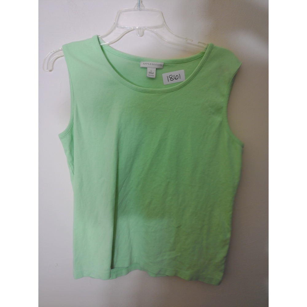 Appleseed's Sleeveless Tank Women L Lime Green Classic Knit Layering Basic